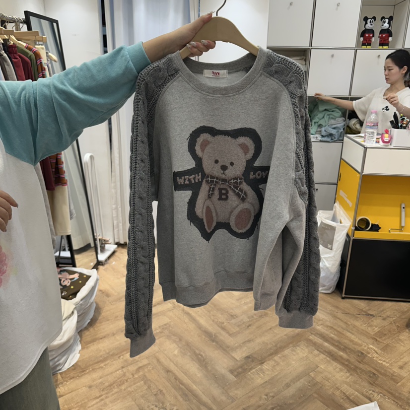 DE LINE東大門實拍女裝新款推薦真品時尚衛衣泰迪熊加絨DE LINE衛衣圖色1