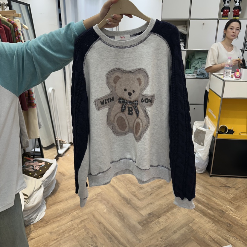 DE LINE東大門實拍女裝新款推薦真品時尚衛衣泰迪熊加絨DE LINE衛衣圖色3