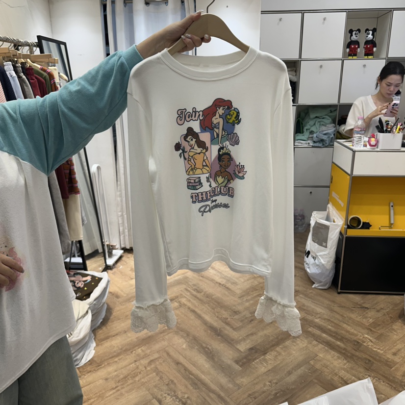DE LINE東大門實拍女士新品休閑熱賣時尚長袖T恤加絨褶邊DE LINE長袖T恤圖色1