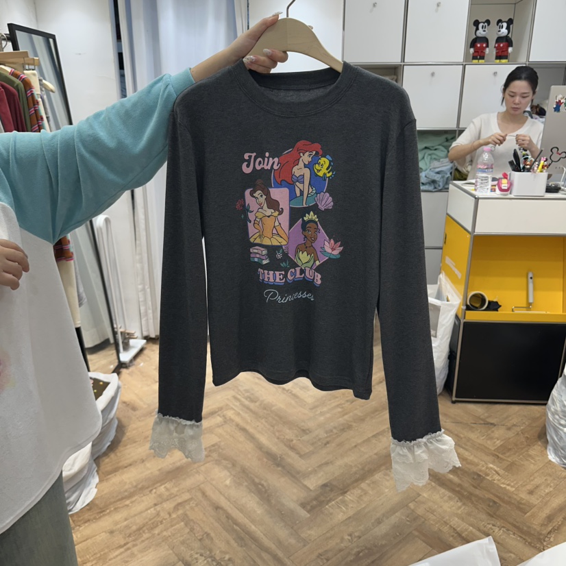 DE LINE東大門實拍女士新品休閑熱賣時尚長袖T恤加絨褶邊DE LINE長袖T恤圖色2