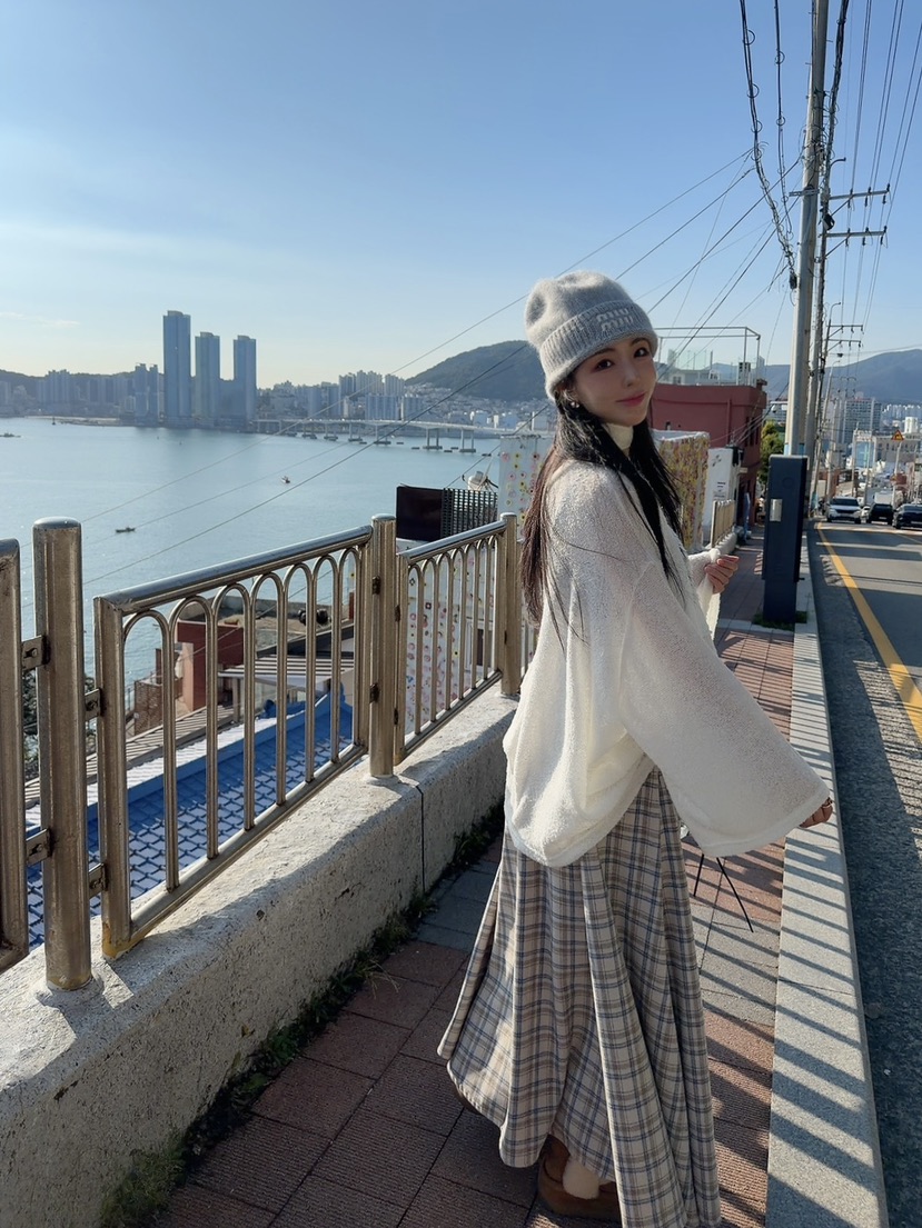 SEOUL PALETTE-Q東大門代購女士新款人氣熱賣休閑長裙格子SEOUL PALETTE-Q長裙