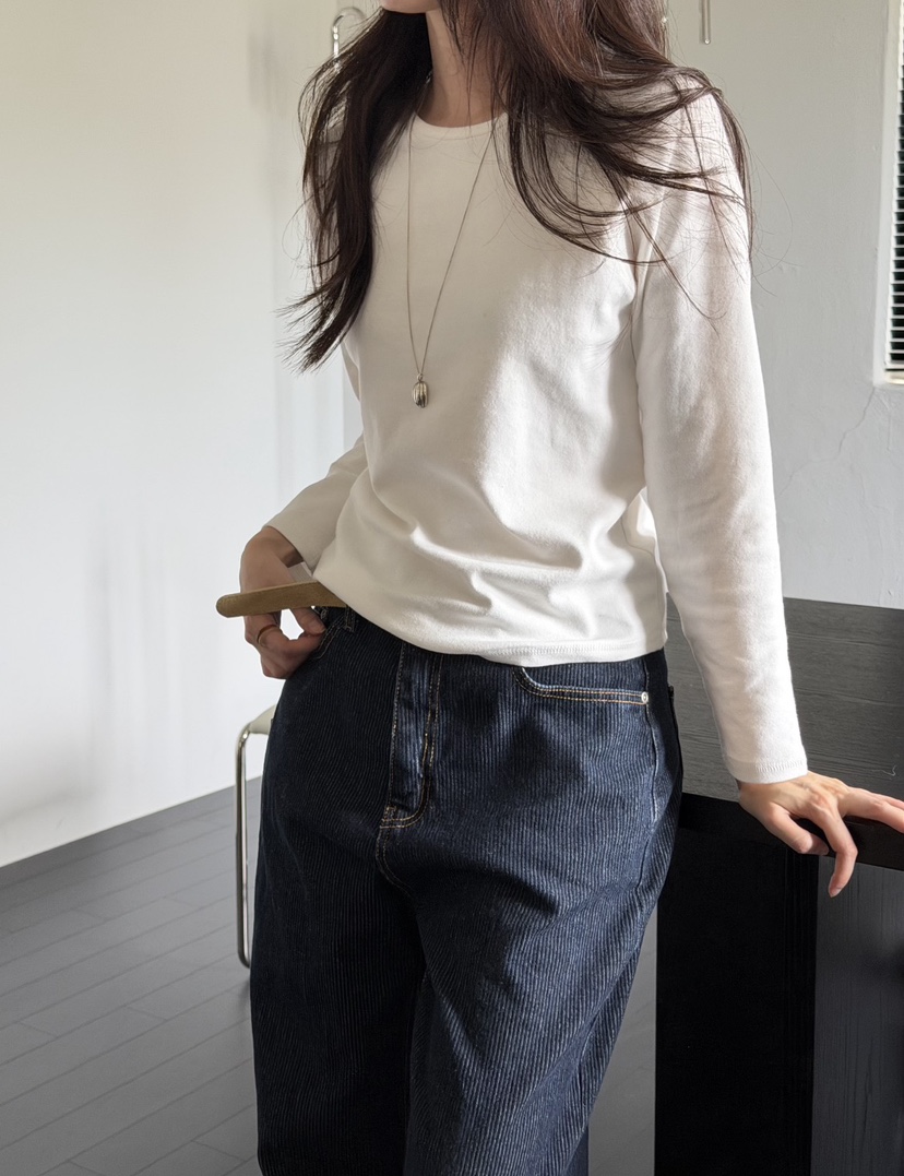 AMY GRACE-A韓國代購女裝新款休閑時尚長袖T恤抓絨插肩AMY GRACE長袖T恤