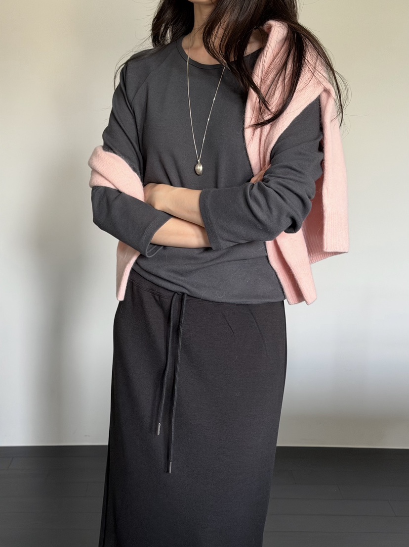 AMY GRACE-A韓國代購女裝新款休閑時尚長袖T恤抓絨插肩AMY GRACE長袖T恤