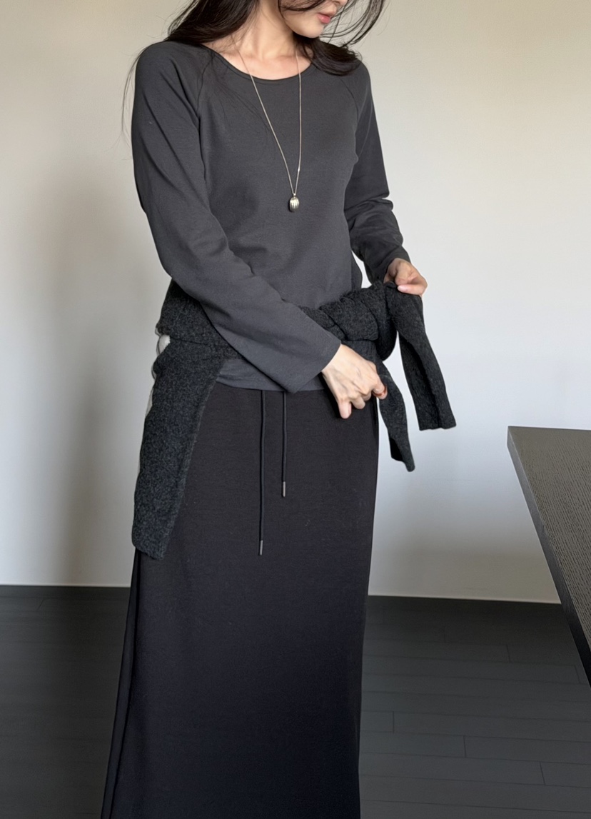 AMY GRACE-A韓國代購女裝新款休閑時尚長袖T恤抓絨插肩AMY GRACE長袖T恤