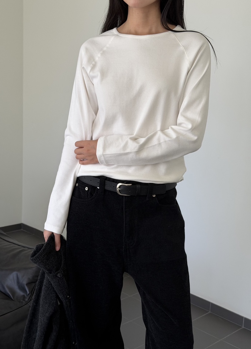 AMY GRACE-A韓國代購女裝新款休閑時尚長袖T恤抓絨插肩AMY GRACE長袖T恤圖色2