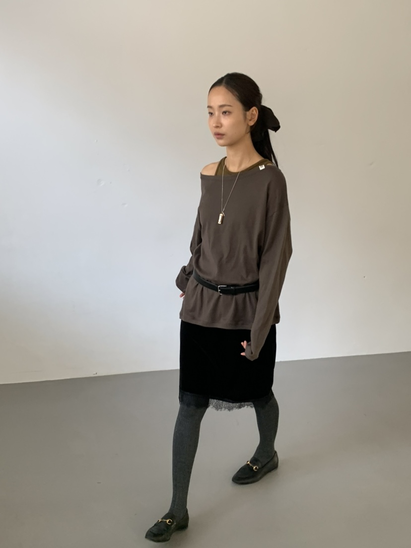 KARE/WEREPIECE東大門直郵女裝新款時尚半身裙中短裙不含腰帶天鵝絨KARE/WERE PIECE半身裙/中短裙