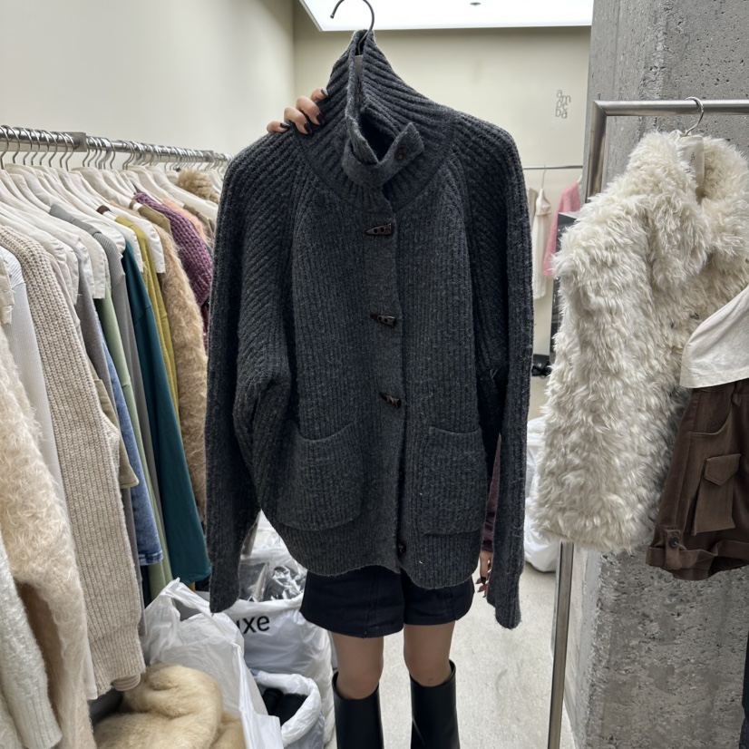 AMOEBA東大門實拍女士新品休閑真品時尚熱賣推薦人氣開衫AMOEBA開衫圖色3墨色