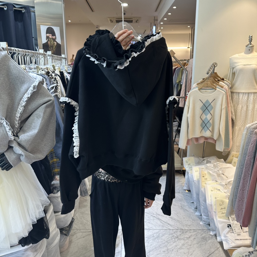 CHEAP-CHIC東大門實拍女士新款休閑衛衣連帽衫加絨褶邊雙褶CHEAP-CHIC/CHARLES THE SECOND衛衣
