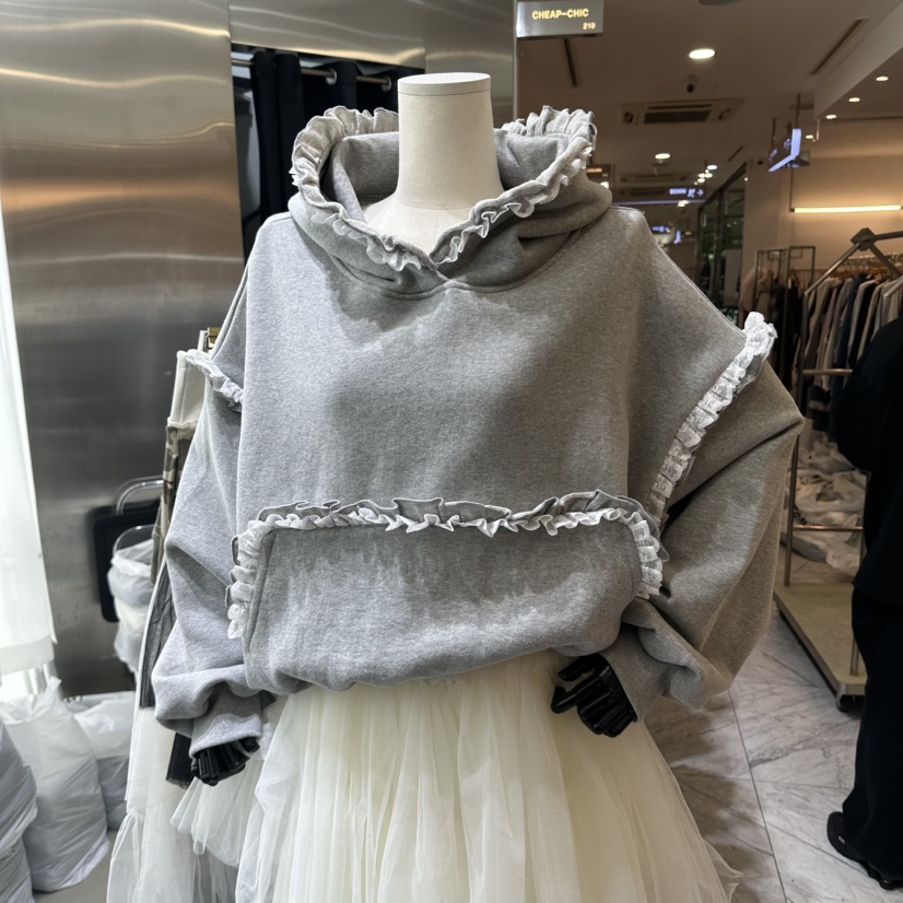 CHEAP-CHIC東大門實拍女士新款休閑衛衣連帽衫加絨褶邊雙褶CHEAP-CHIC/CHARLES THE SECOND衛衣圖色1