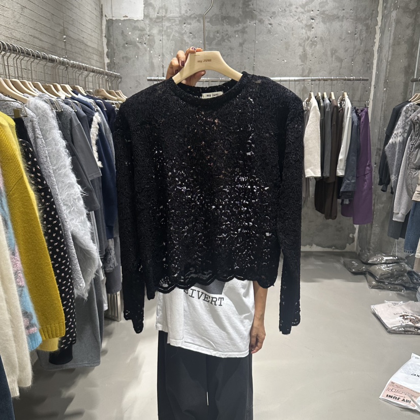 JUNI韓國代購女裝新品熱賣人氣休閑推薦襯衫蕾絲衫天鵝絨my juni襯衫/蕾絲衫圖色2