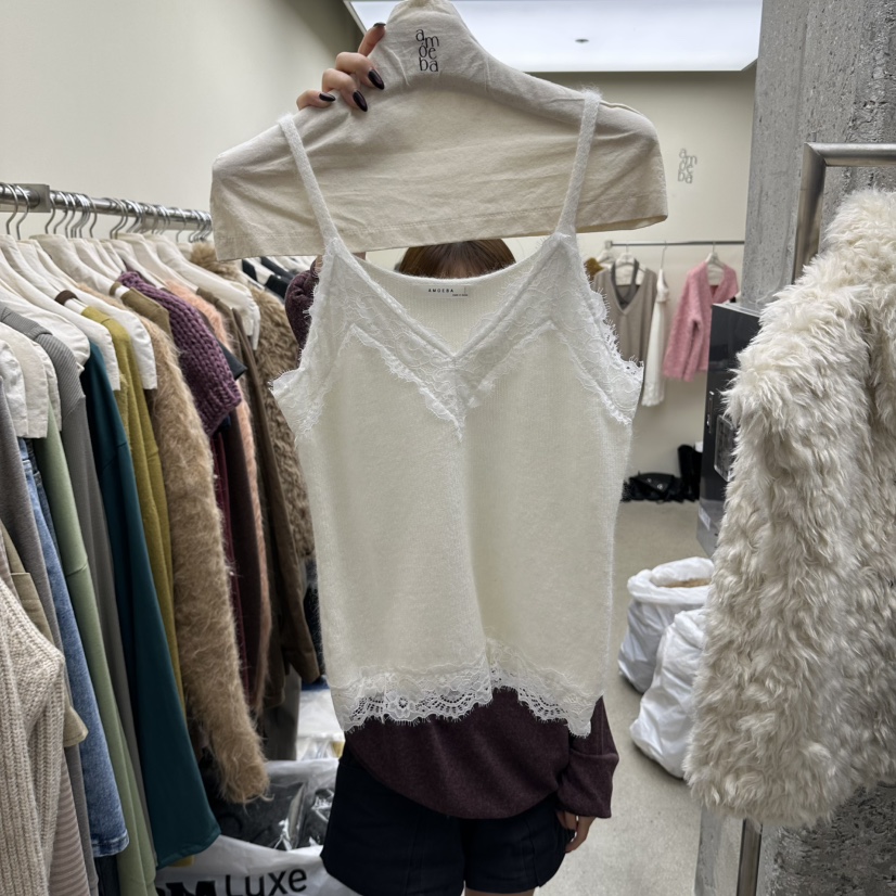 AMOEBA東大門實拍女士新品真品熱賣推薦人氣吊帶背心蕾絲AMOEBA吊帶/背心圖色1