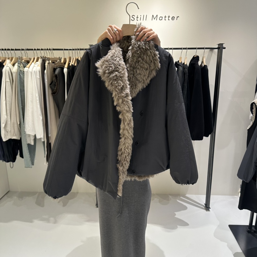 STILL MATTER韓國直郵女士新品時尚短款大衣兩面穿毛皮加厚Still Matter短款大衣