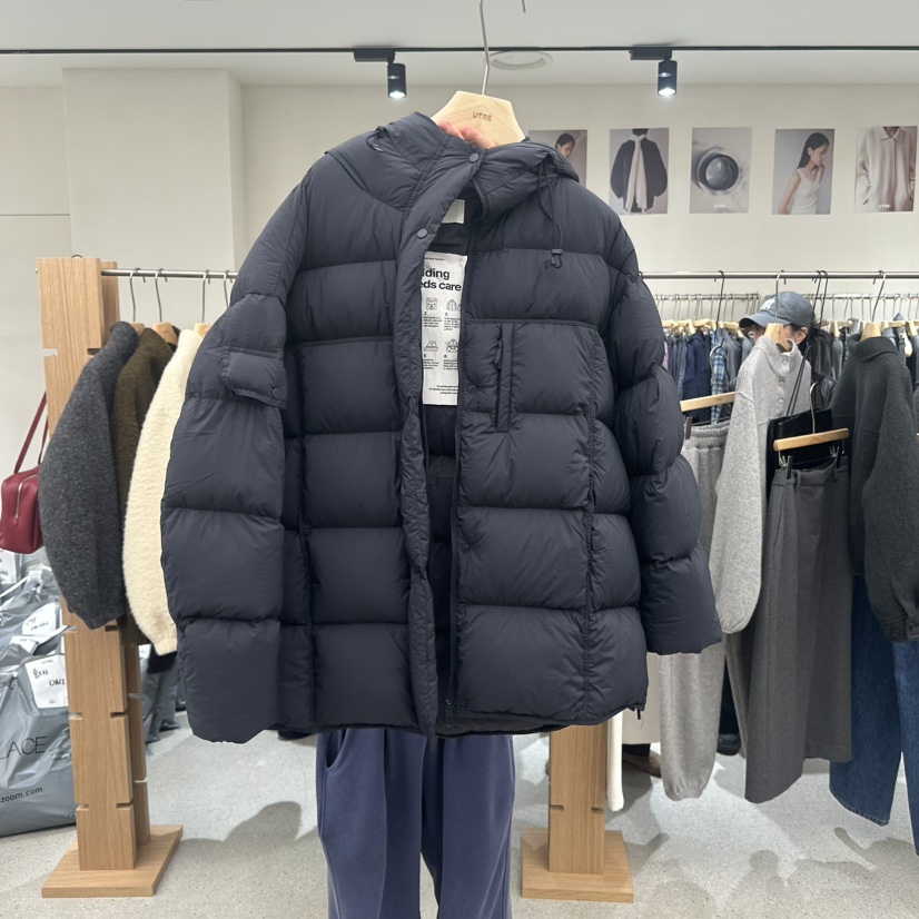 UTRE韓國代購女士新款休閑真品短款羽絨服羽絨服連帽鴨絨UTRE短款羽絨服圖色3深藍色