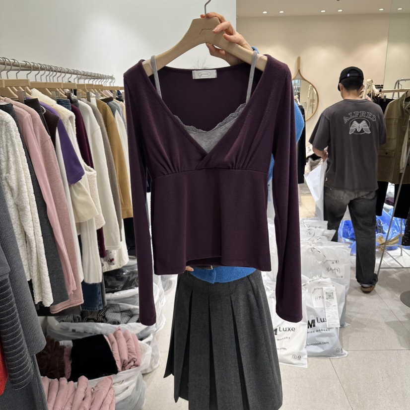 GRACIA東大門代購女士新款推薦熱賣人氣真品休閑襯衫蕾絲衫GRACIA襯衫/蕾絲衫圖色3紫色