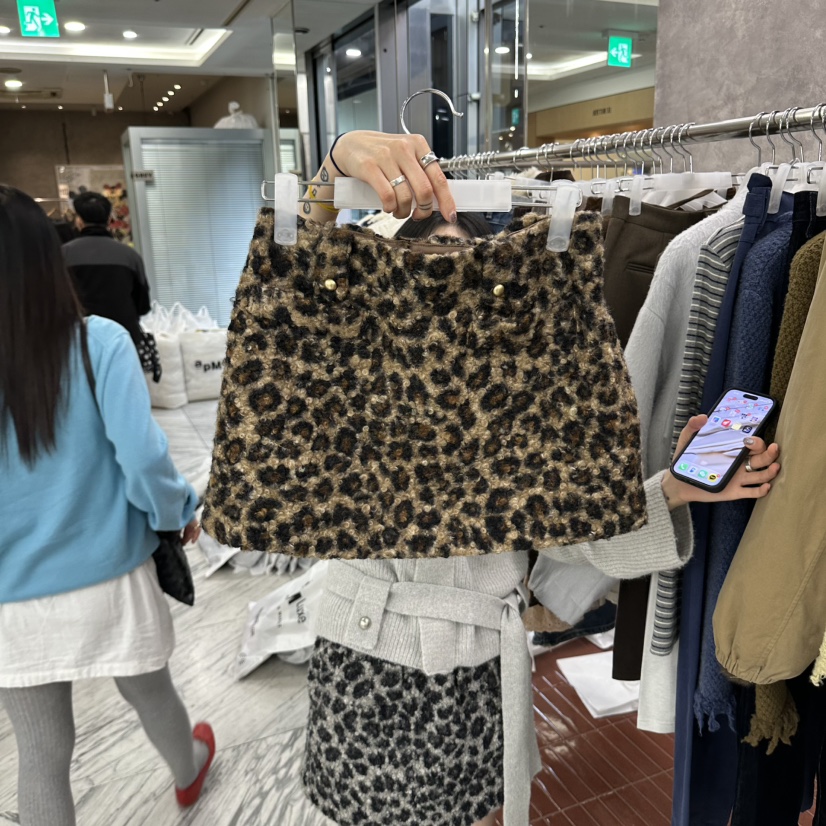 FOUNDATION韓國直郵女士新款真品推薦時尚人氣熱賣裙褲豹紋FOUNDATION裙褲