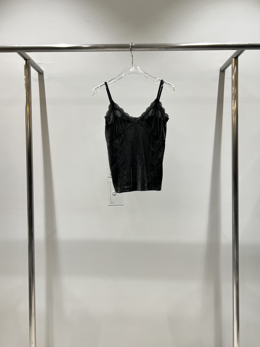 CESTLAVIE東大門直郵女士新款推薦吊帶背心天鵝絨蕾絲無袖CESTLAVIE吊帶/背心圖色1墨色