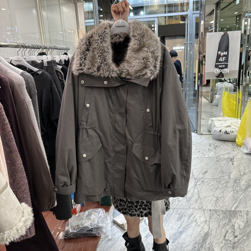 FOUNDATION韓國代購女士新品休閑真品熱賣人氣短款棉服毛皮FOUNDATION短款棉服圖色2