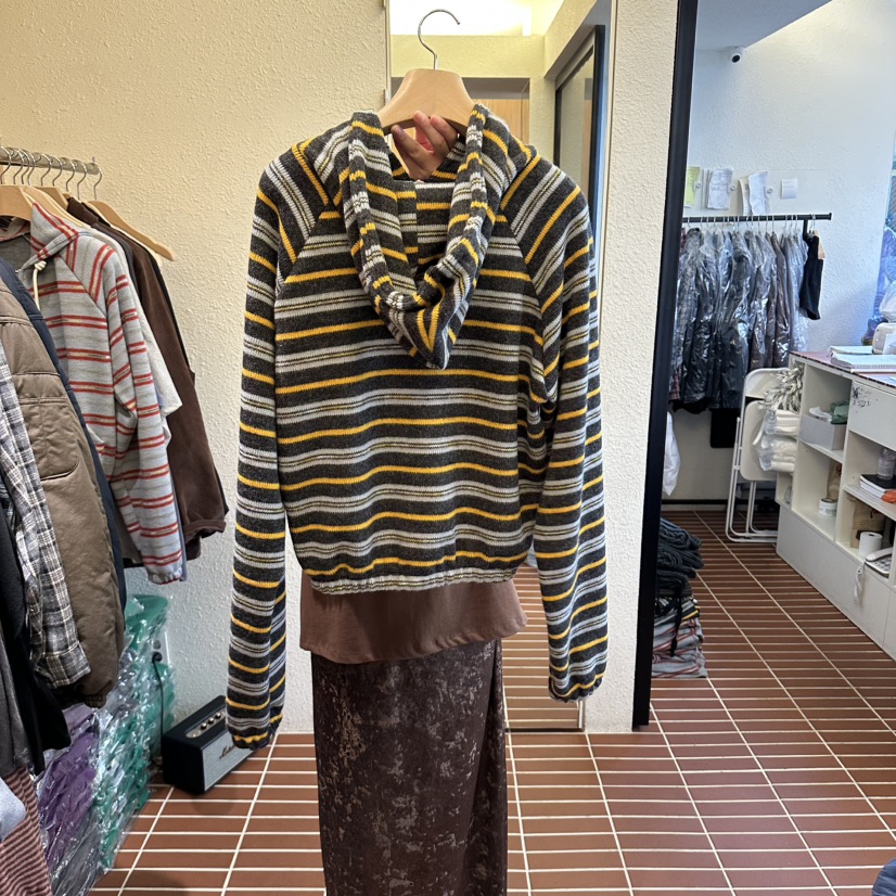 CHOI-L東大門直郵女裝新品熱賣推薦衛衣連帽衫馬海毛條紋CHOI衛衣