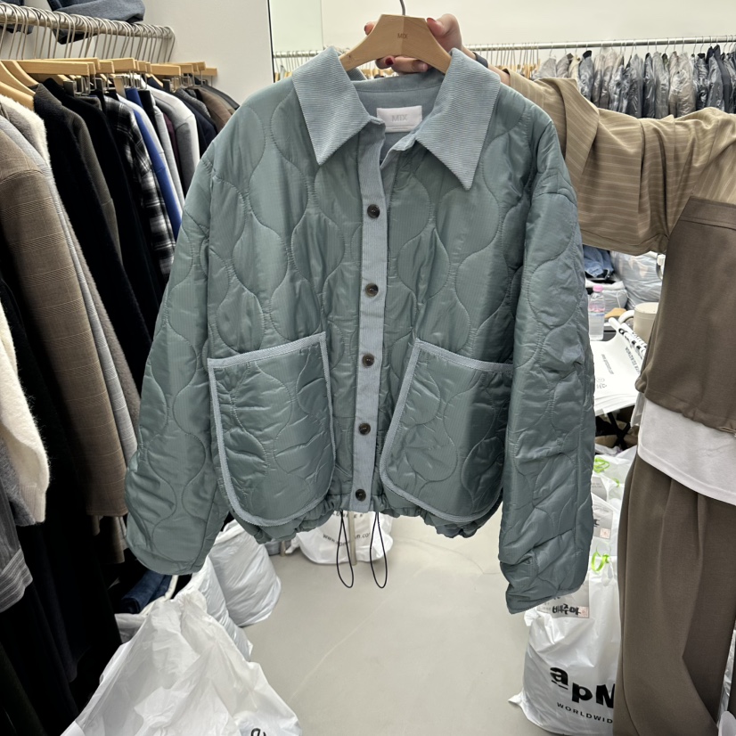 MIX-L韓國直郵女裝新品人氣時尚休閑推薦熱賣短款棉服絎縫MIX-L短款棉服圖色1