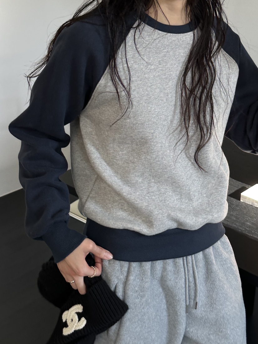 LE VASE東大門代購女士新款推薦真品時尚人氣衛衣插肩撞色LE VASE衛衣