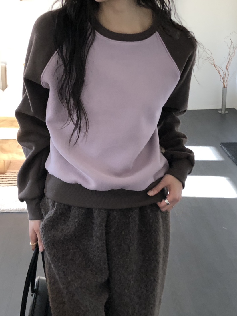 LE VASE東大門代購女士新款推薦真品時尚人氣衛衣插肩撞色LE VASE衛衣圖色1