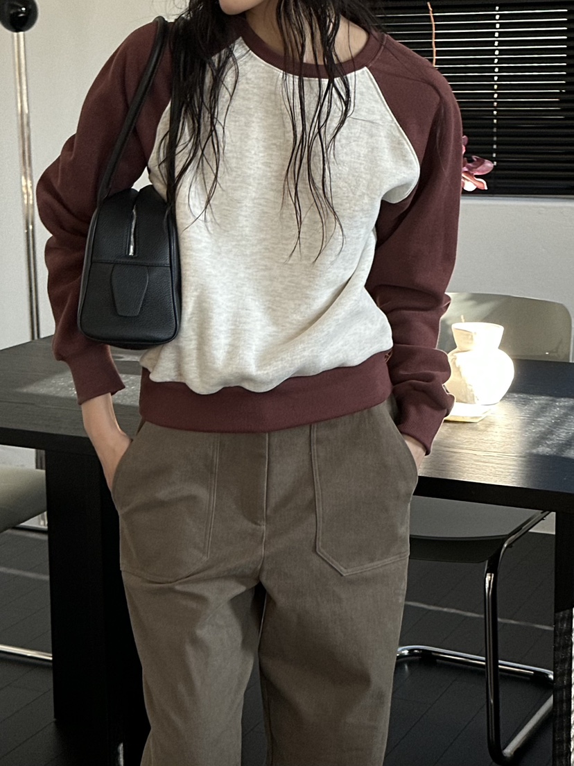 LE VASE東大門代購女士新款推薦真品時尚人氣衛衣插肩撞色LE VASE衛衣圖色3
