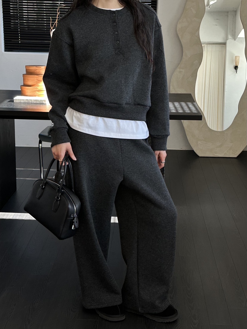 LE VASE韓國代購女士新品真品人氣休閑褲羊毛針織針織褲LE VASE休閑褲