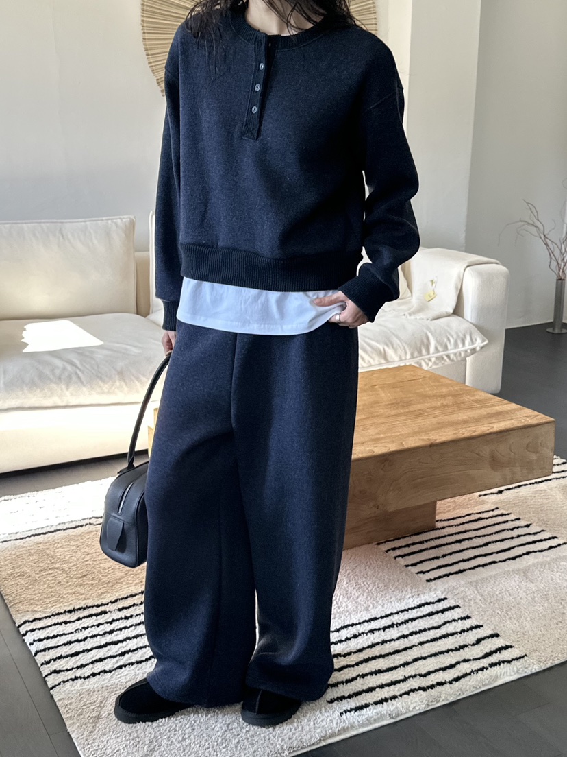 LE VASE韓國代購女士新品真品人氣休閑褲羊毛針織針織褲LE VASE休閑褲