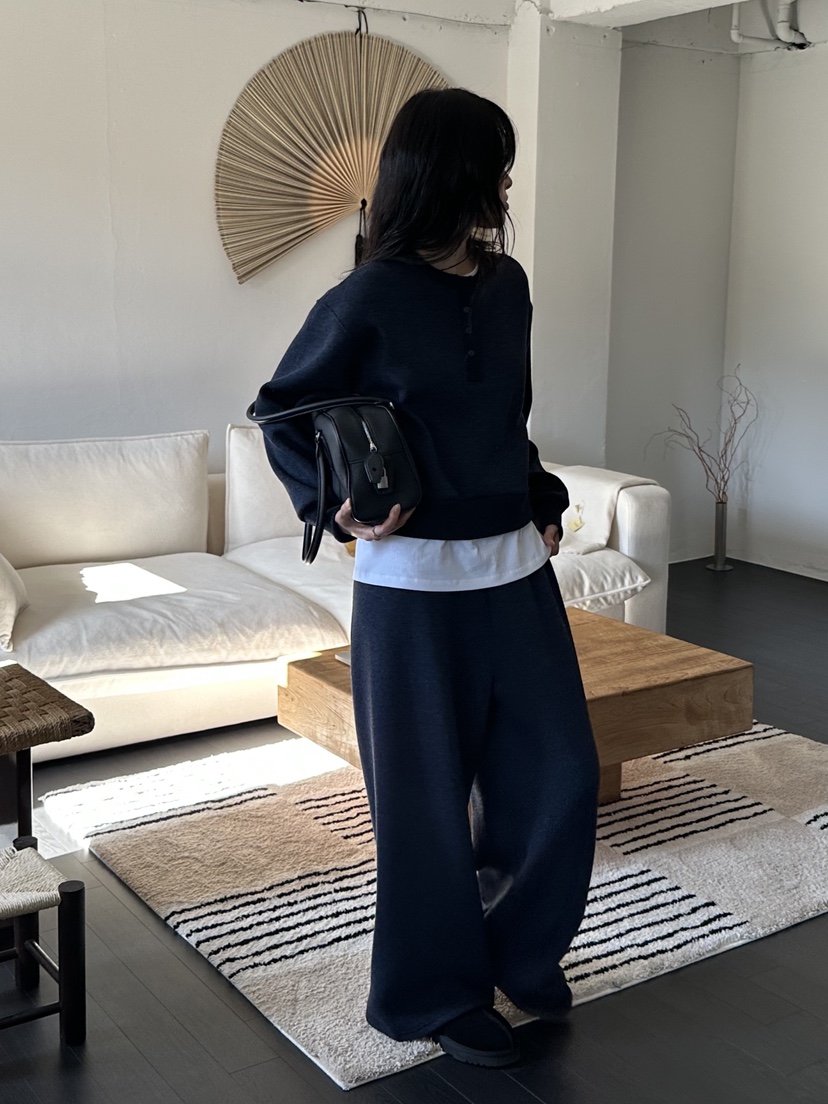 LE VASE韓國代購女士新品真品人氣休閑褲羊毛針織針織褲LE VASE休閑褲