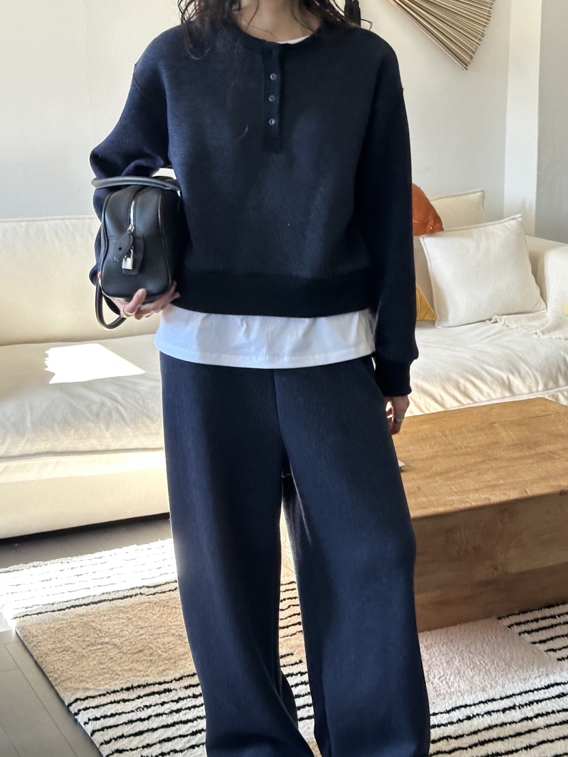 LE VASE韓國代購女士新品真品人氣休閑褲羊毛針織針織褲LE VASE休閑褲