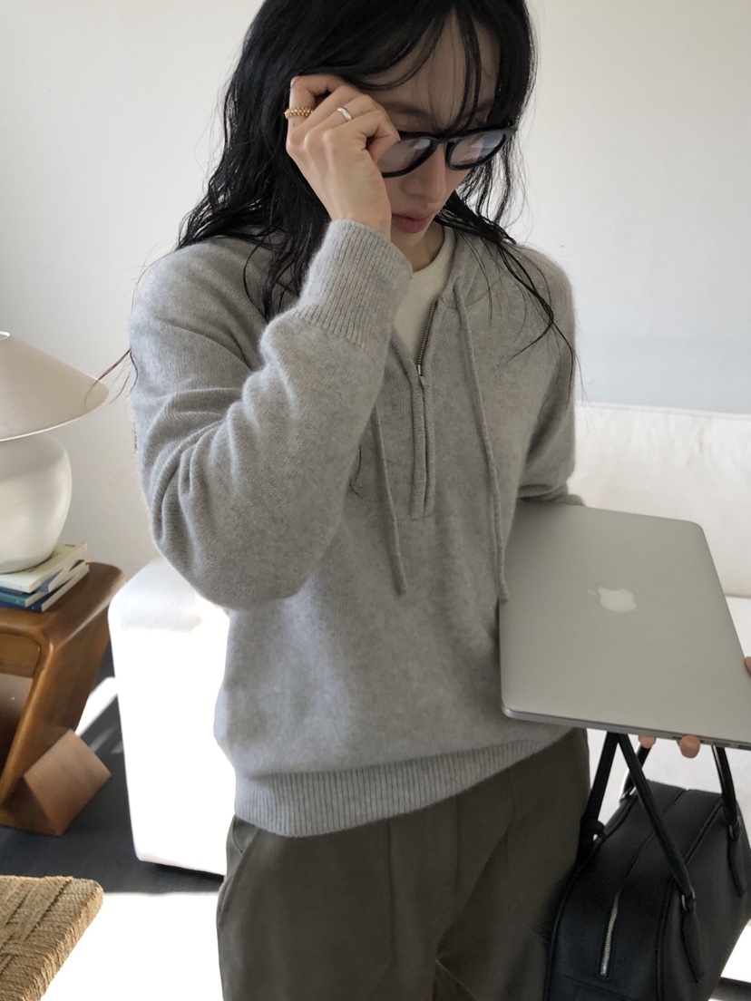 LE VASE東大門實拍女士新品時尚真品熱賣針織衫浣熊連帽LE VASE針織衫