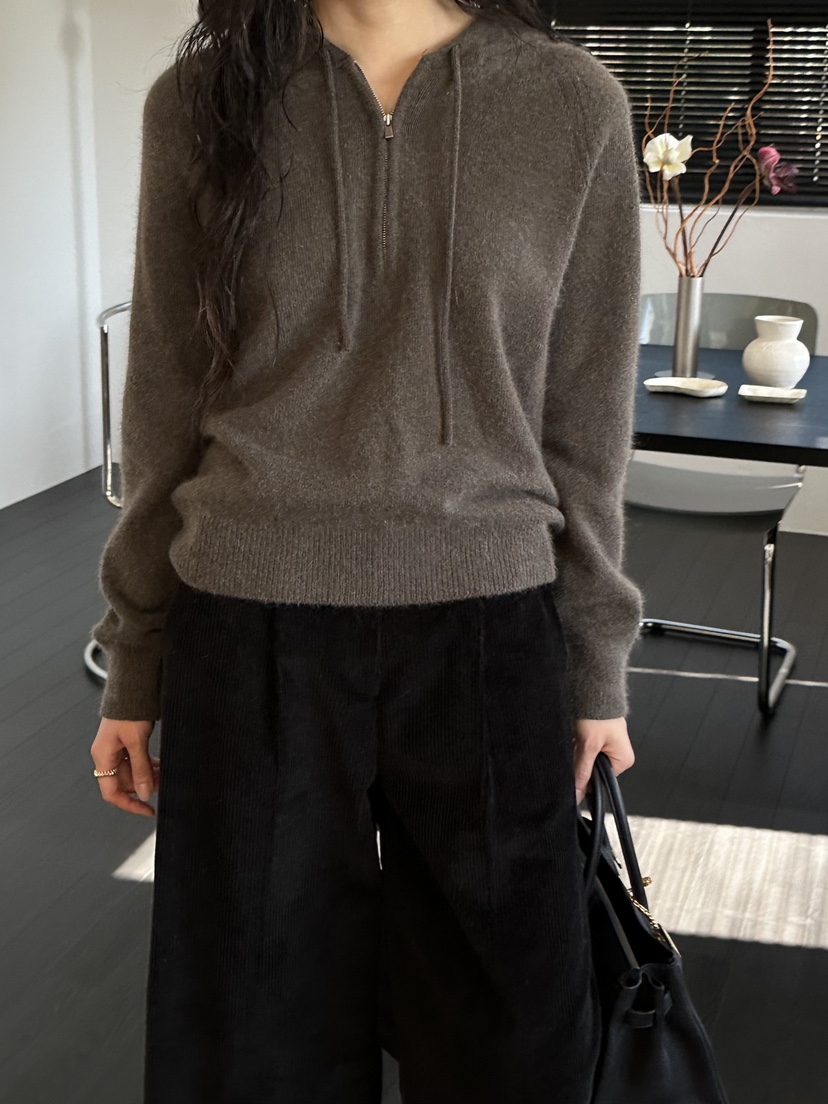 LE VASE東大門實拍女士新品時尚真品熱賣針織衫浣熊連帽LE VASE針織衫圖色1