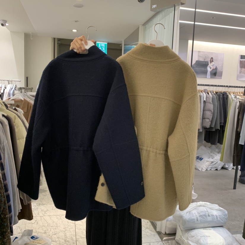 VENIR-A韓國代購女裝新款熱賣推薦時尚休閑中長款大衣手工VENIR-A中長款大衣