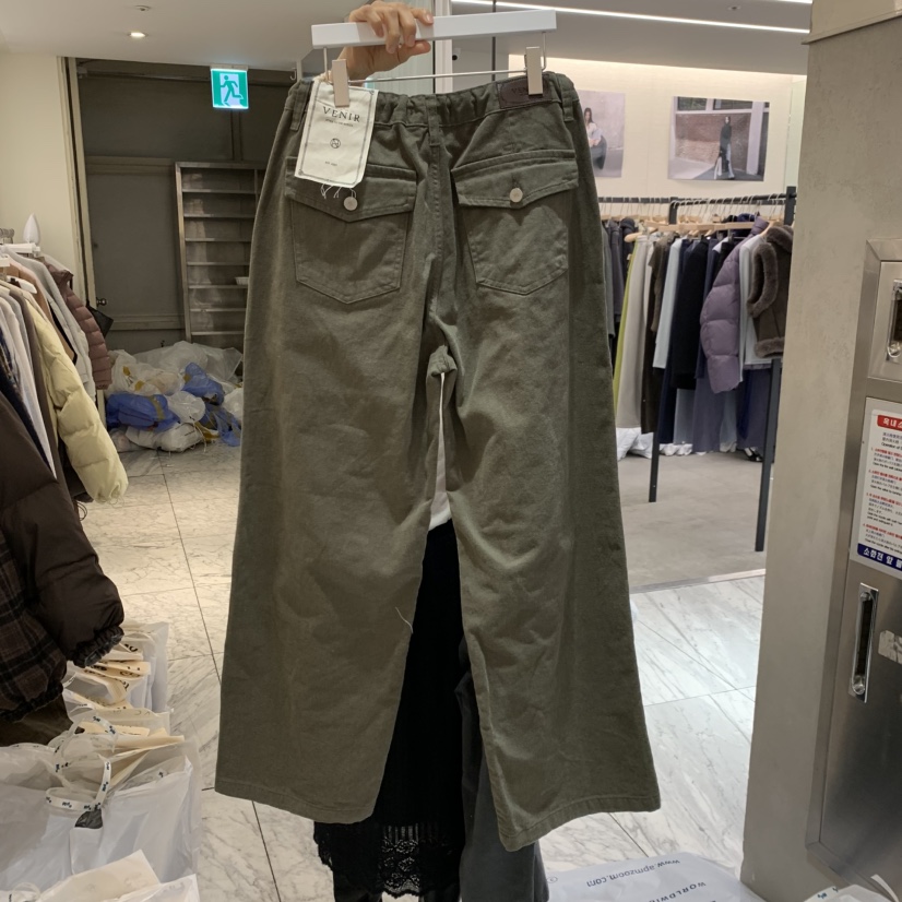 VENIR-A韓國代購女士新品休閑推薦人氣真品休閑褲口袋運動VENIR-A休閑褲