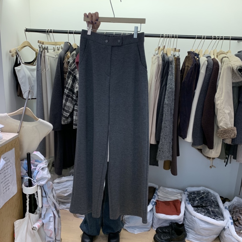 W AND J東大門代購女士新款真品熱賣時尚休閑休閑褲羅紋WANDJ休閑褲圖色4墨