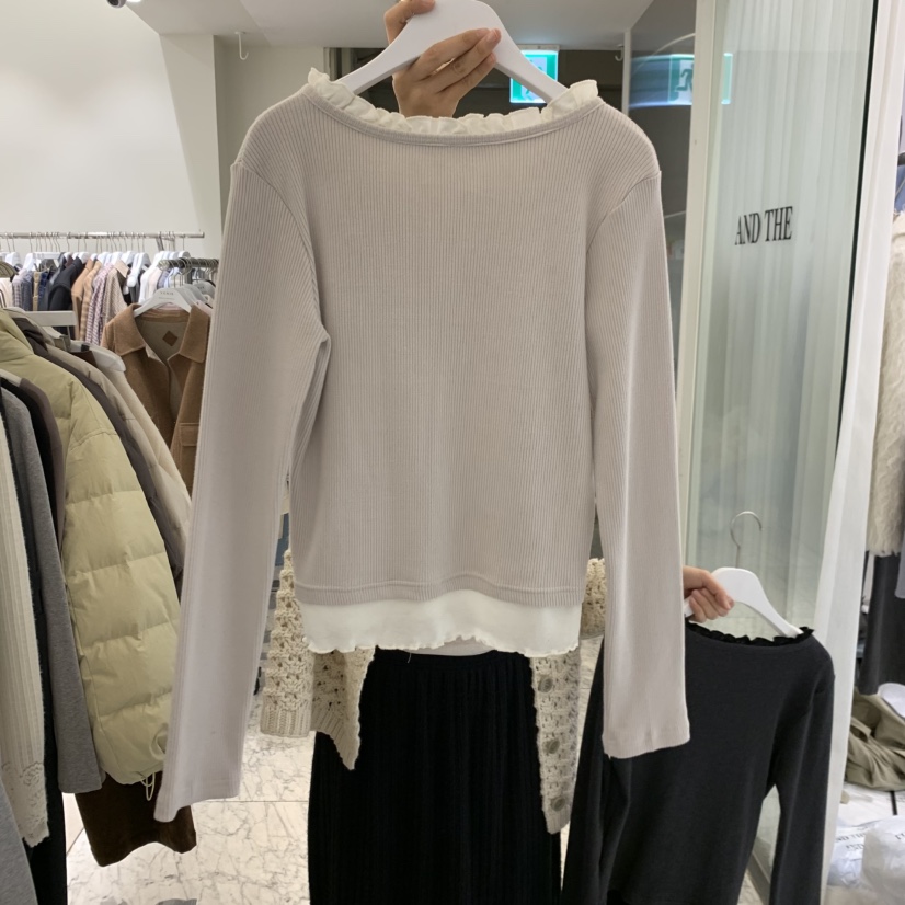 VENIR-A東大門直郵女裝新品人氣真品休閑推薦長袖T恤假兩件VENIR-A長袖T恤