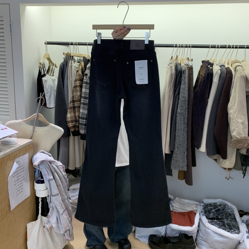 W AND J東大門實拍女士新款真品熱賣時尚牛仔褲低幫黑色WANDJ牛仔褲