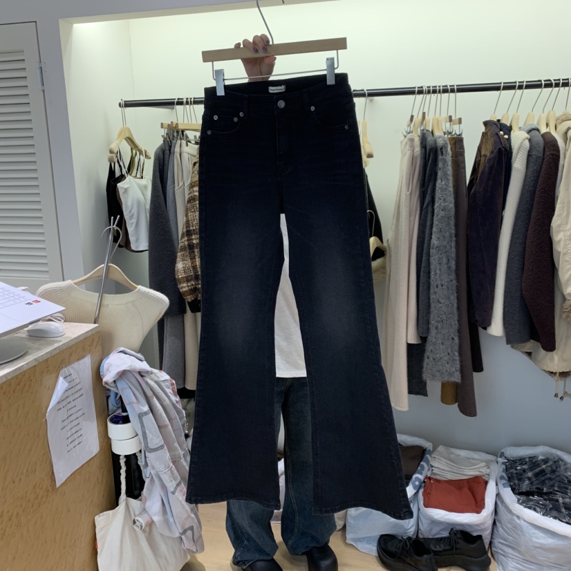 W AND J東大門實拍女士新款真品熱賣時尚牛仔褲低幫黑色WANDJ牛仔褲圖色1