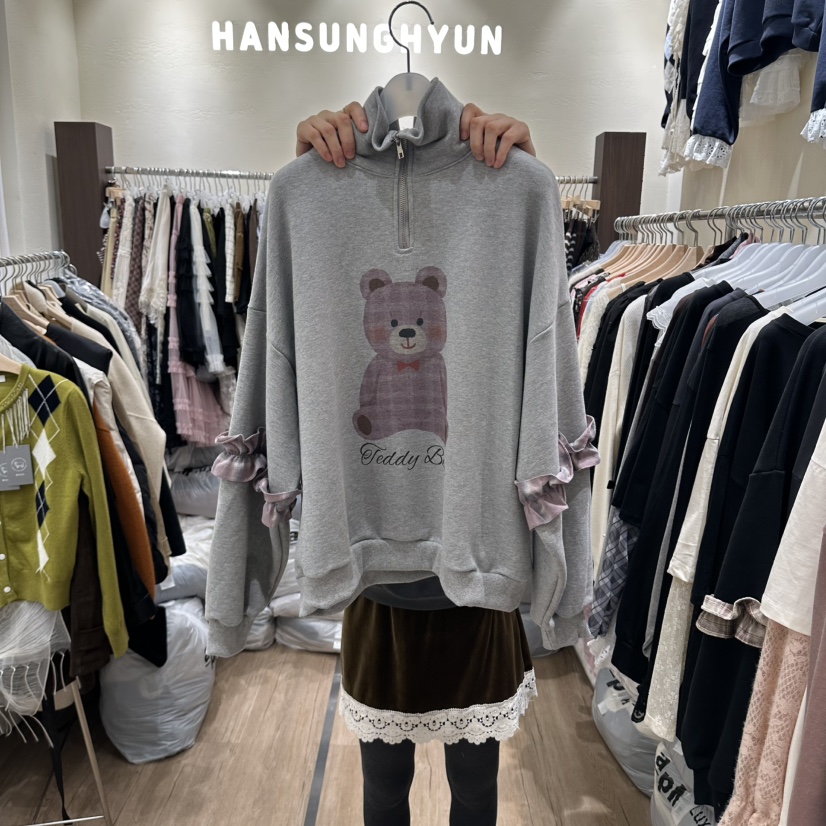 HANSUNGHYUN東大門實拍女裝新款時尚休閑推薦熱賣衛衣泰迪熊HANSUNGHYUN衛衣圖色1