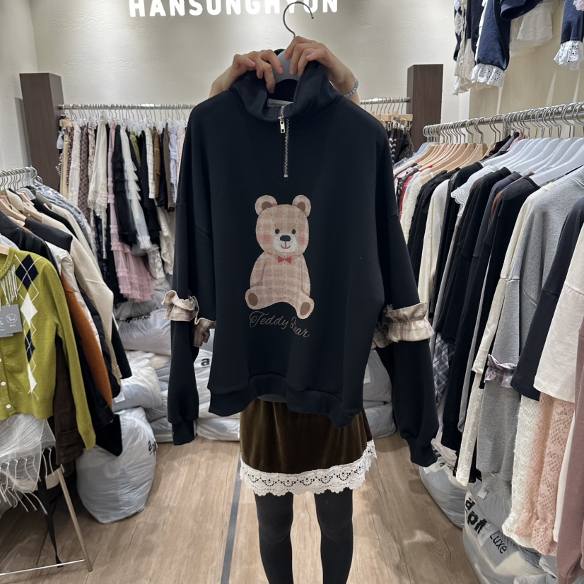 HANSUNGHYUN東大門實拍女裝新款時尚休閑推薦熱賣衛衣泰迪熊HANSUNGHYUN衛衣圖色2