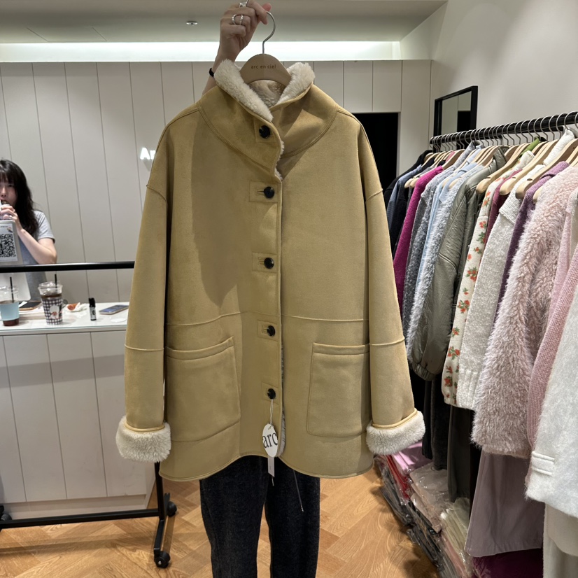 ARC韓國直郵女裝新品推薦時尚熱賣真品人氣中長款大衣雙面絨arc en ciel中長款大衣圖色1