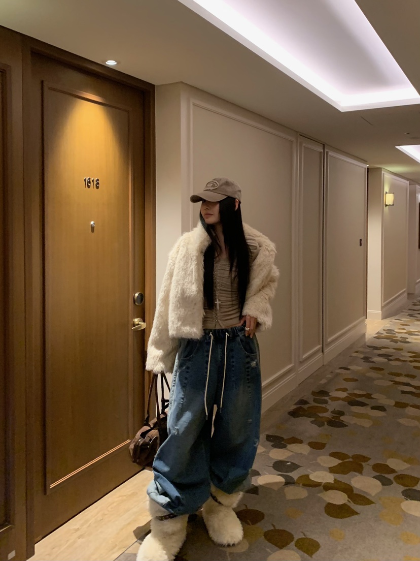 BADCALM東大門直郵女裝新品休閑真品人氣短款大衣毛皮雙層BADCALM短款大衣