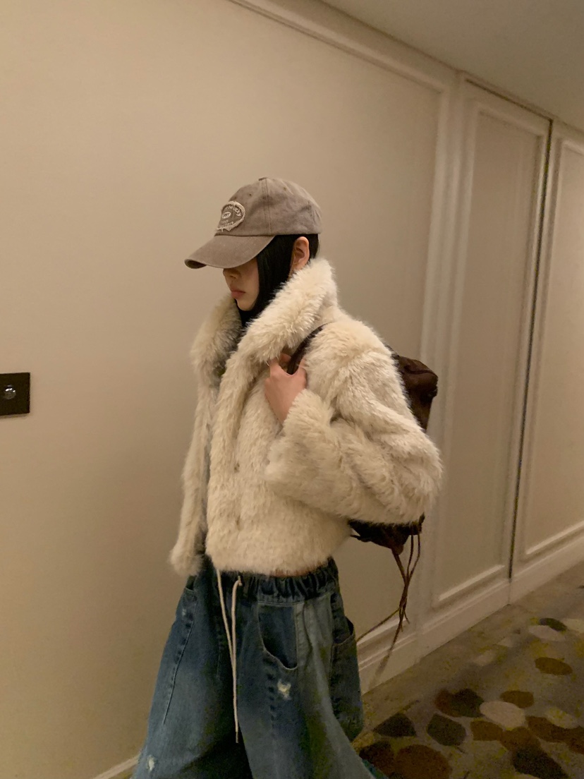 BADCALM東大門直郵女裝新品休閑真品人氣短款大衣毛皮雙層BADCALM短款大衣