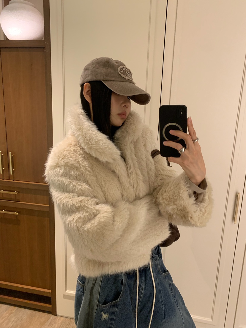 BADCALM東大門直郵女裝新品休閑真品人氣短款大衣毛皮雙層BADCALM短款大衣