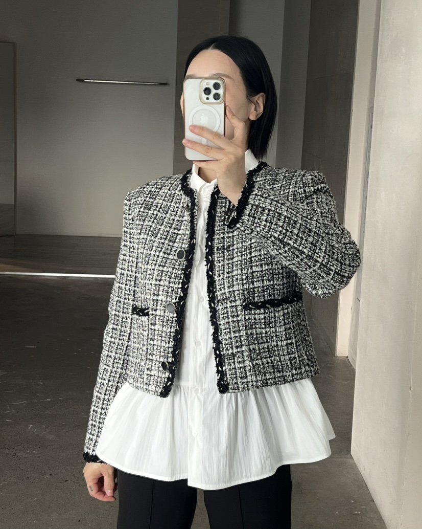 VERNI東大門代購女裝新品推薦時尚休閑真品人氣夾克粗花呢VERNI夾克