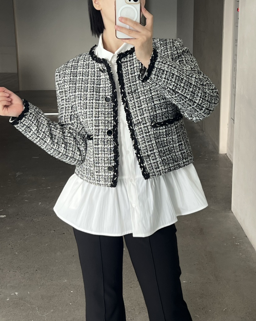 VERNI東大門代購女裝新品推薦時尚休閑真品人氣夾克粗花呢VERNI夾克