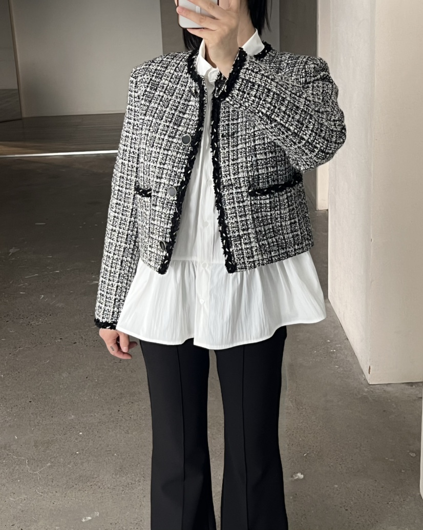 VERNI東大門代購女裝新品推薦時尚休閑真品人氣夾克粗花呢VERNI夾克