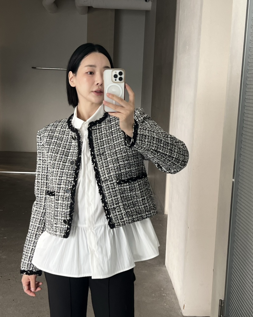 VERNI東大門代購女裝新品推薦時尚休閑真品人氣夾克粗花呢VERNI夾克