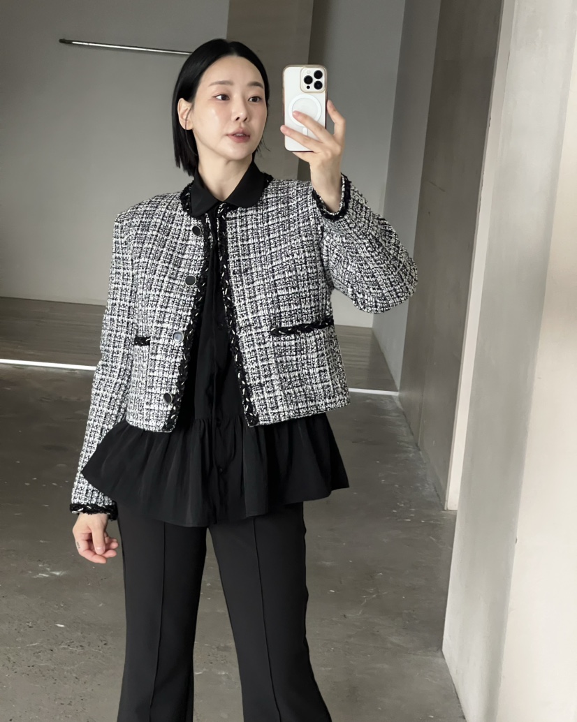 VERNI東大門代購女裝新品推薦時尚休閑真品人氣夾克粗花呢VERNI夾克