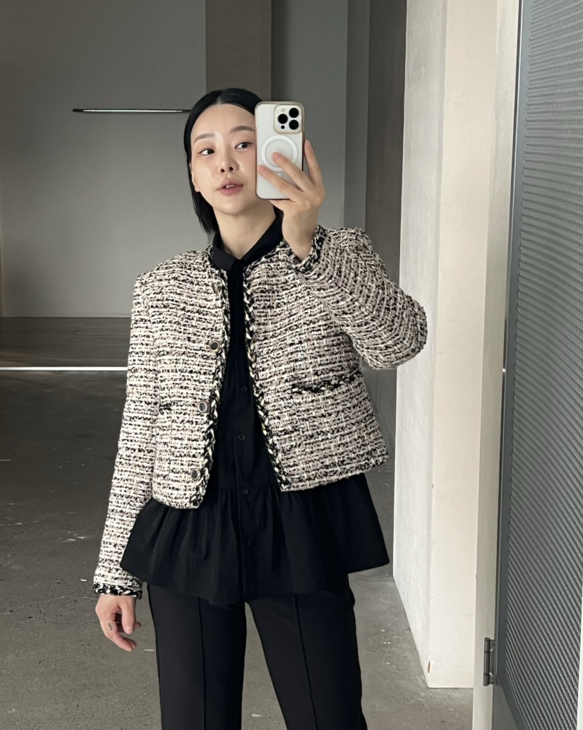 VERNI東大門代購女裝新品推薦時尚休閑真品人氣夾克粗花呢VERNI夾克